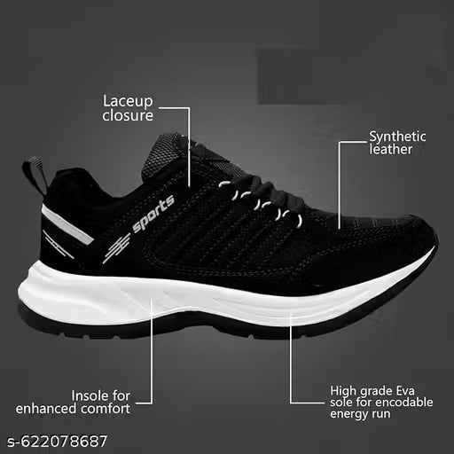 Sports Shoes with Laces for Running, Jogging and Walking, Lightweight and Comfortable Shoes with Upper Mesh Fabric for Men & Boys