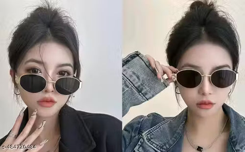 A LUINS Retro Oval Sunglasses For Women & Men | Trending, Stylish & Durable Metal Frame Vintage 90s Sunglasses With UV 400 Protection Lenses
