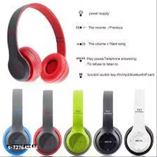 P47 BT Compatible Headphones BT Headphones Radio Aux Jack Fone Headset Foldable Card Plug-In Wireless Headset Radio Aux Cable Fone Headset Foldable Card Plug-In Wireless Headset