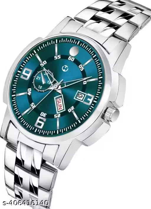 Silver Stainless Chain Green Dial Men’s & Boy’s Analog Watch