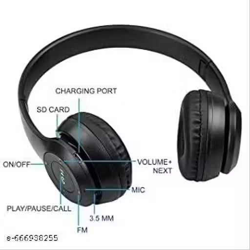 P-47, Wireless Headphones with Deep Bass Sound,Comfortable Cushioned Earpads for Music and Calls