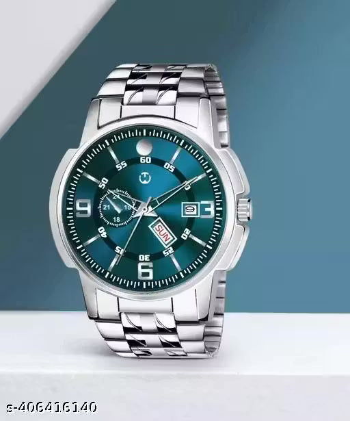Silver Stainless Chain Green Dial Men’s & Boy’s Analog Watch