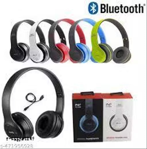 P47 BT Compatible Headphones BT Headphones Radio Aux Jack Fone Headset Foldable Card Plug-In Wireless Headset Radio Aux Cable Fone Headset Foldable Card Plug-In Wireless Headset